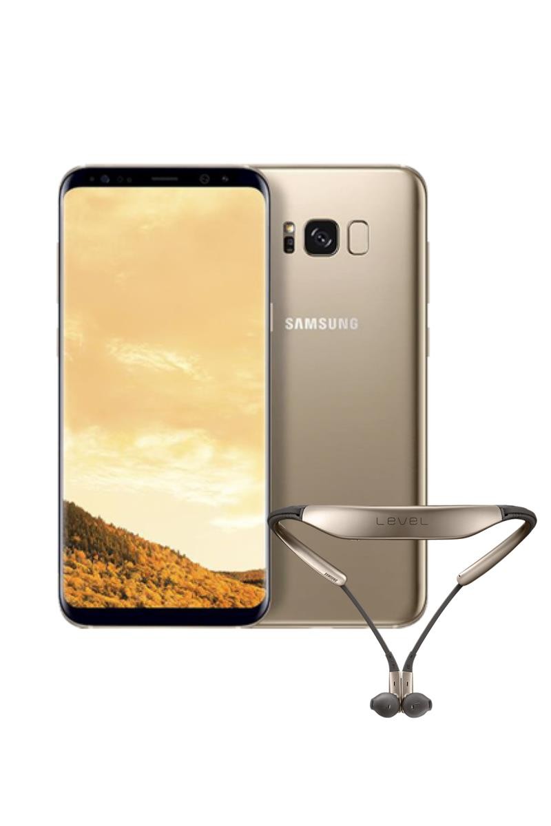 Samsung Galaxy S8 Dual Sim, 64 GB,Gold + Samsung Level U Bluetooth